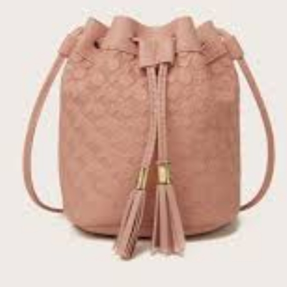 Tassel Textured Bucket Crossbody  Bag Pink - Picture 5 of 12